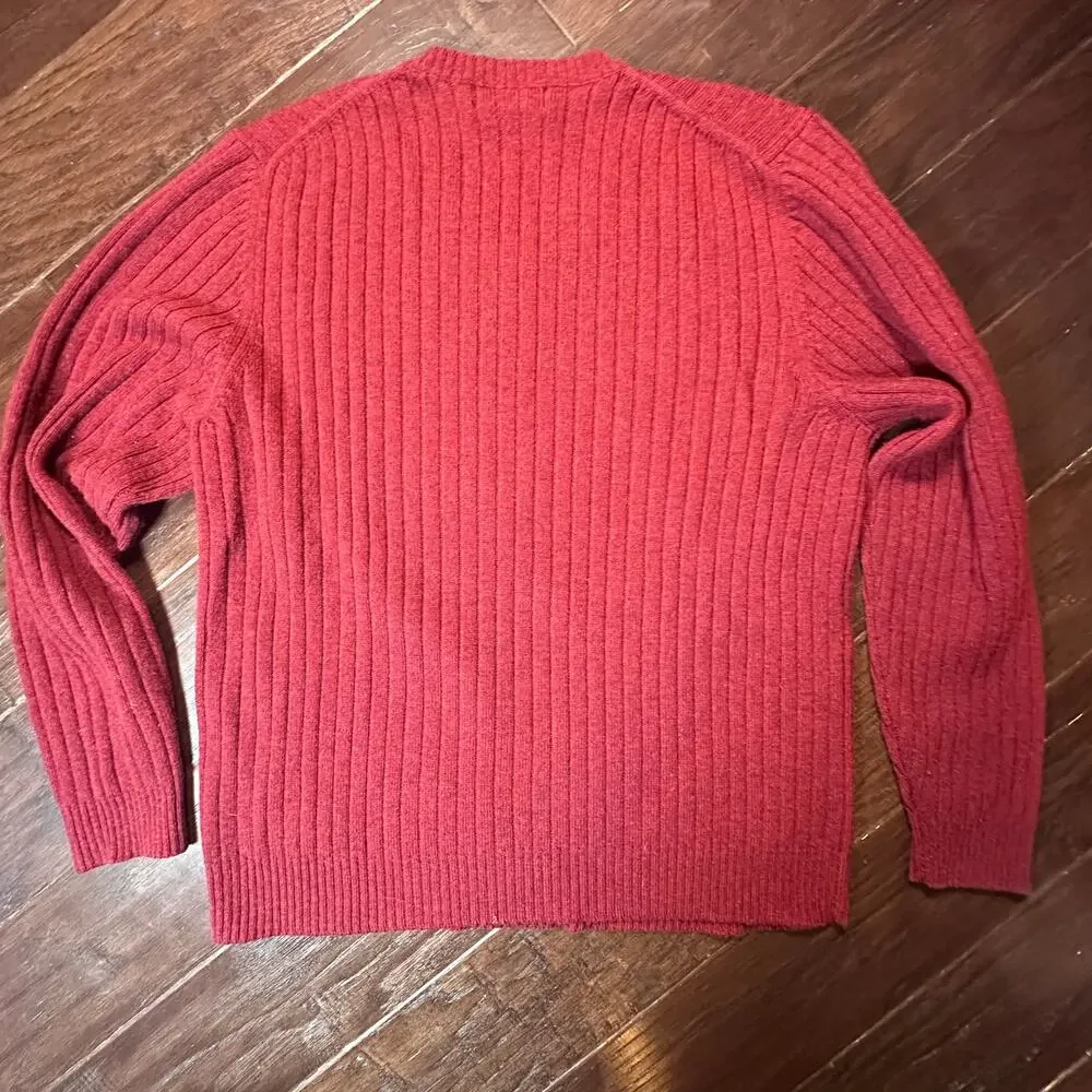 Brooks Brothers Men’s Lambswool V-Neck Sweater L | Ribbed Knit | MSRP $198